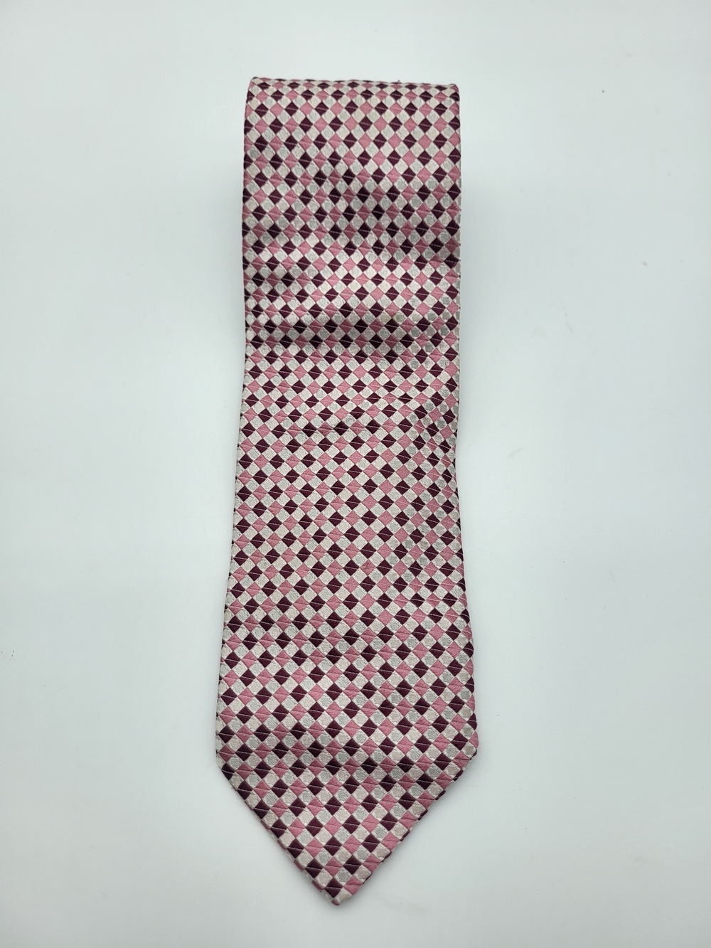 Hugo Boss Pink Geometric Silk-Effect Tie